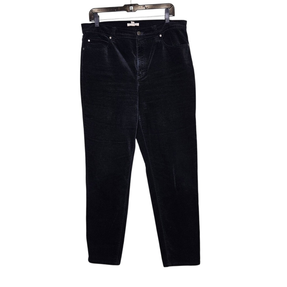 Eileen Fisher Velvet Pants Womens L Large Black‎ Casual Trousers Organic Cotton